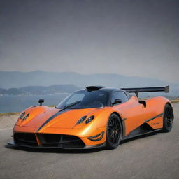 Pagani cars transmuted into high-performance Formula 1 racing cars, incorporating superior aerodynamics, a streamlined design, and the striking Pagani branding.