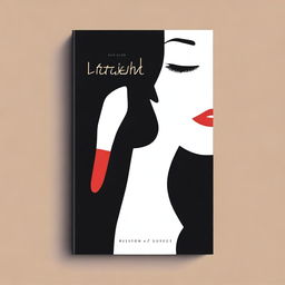 A black book cover that features half a face of a woman applying lipstick