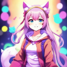 A beautiful anime-style cat girl (neko) with charming features and a captivating appearance