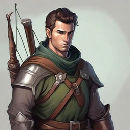 Create a detailed Dungeons & Dragons character portrait of a male archer