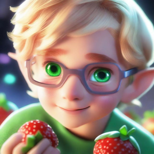 Close-up of a young boy, Xander, with tousled blond hair and aviator glasses, staring in awe at his wrist