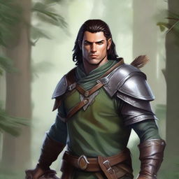 Create a detailed Dungeons & Dragons character portrait of a male archer