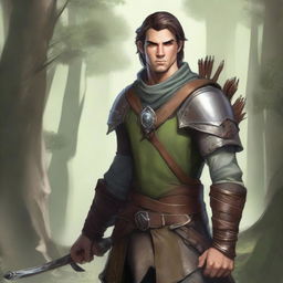 Create a detailed Dungeons & Dragons character portrait of a male archer