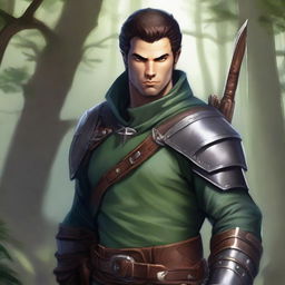 Create a detailed Dungeons & Dragons character portrait of a male archer