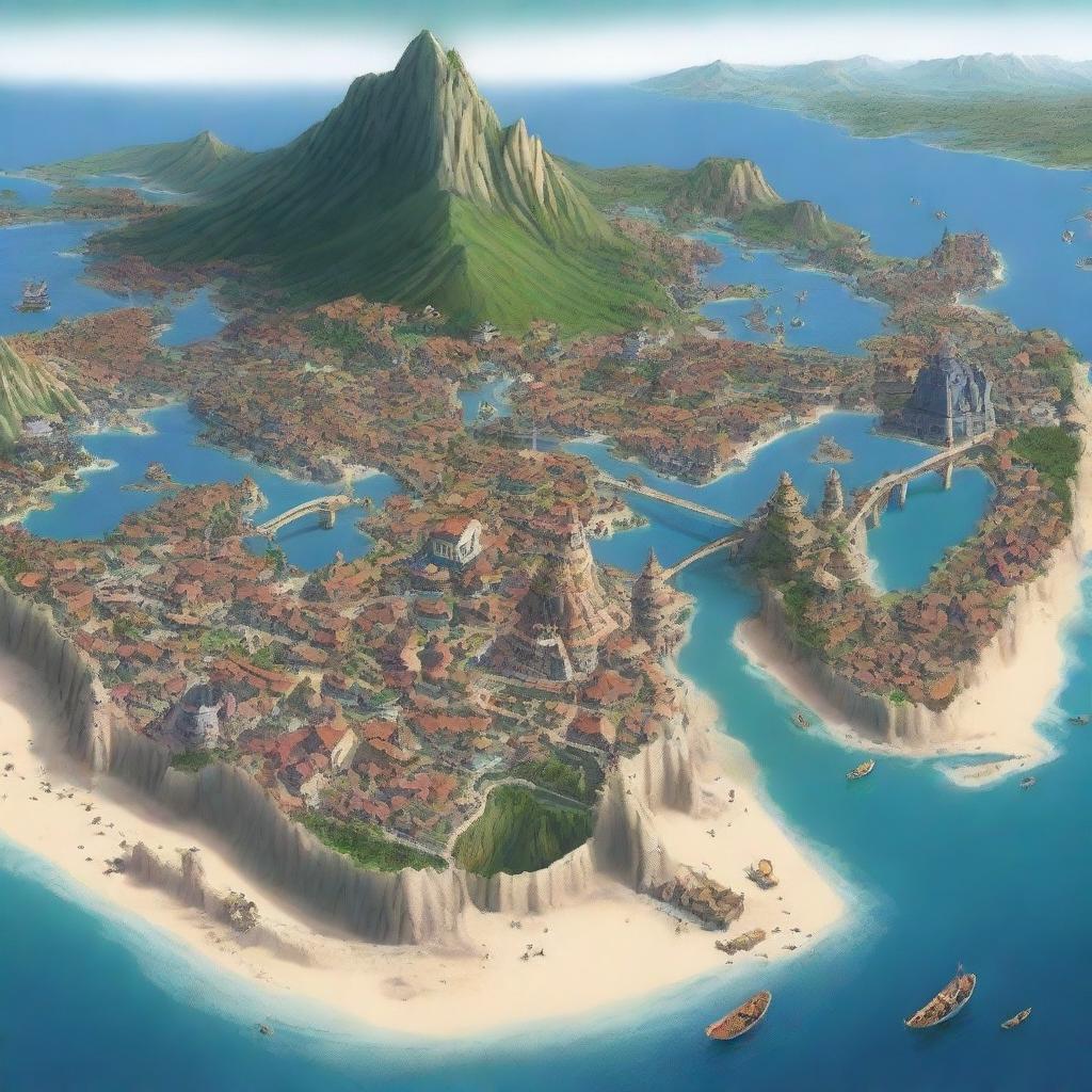 Create a detailed image of the city Xare de Yen, populated mostly by humans, halflings, and half-elves