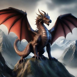 A realistic depiction of a dragon with its body forming the shape of the number 8