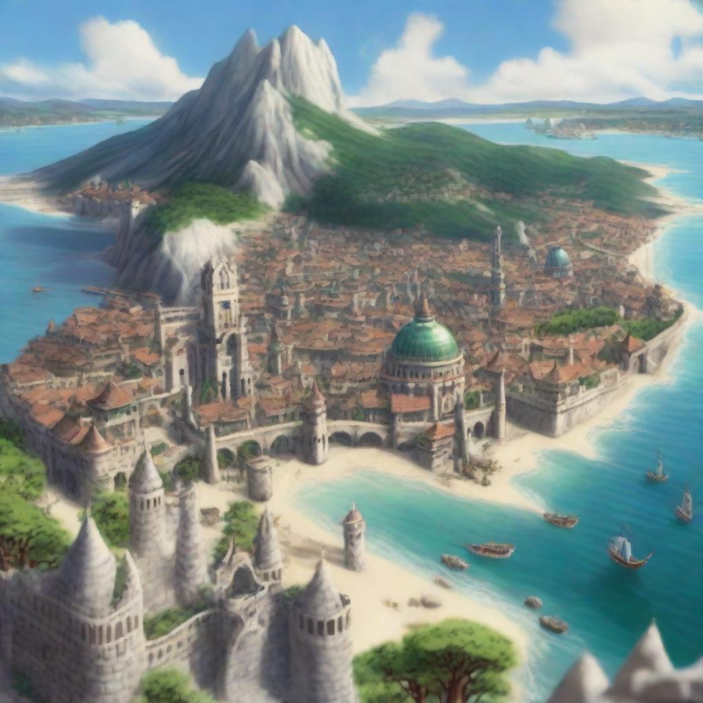 Create a fantastical and detailed image of the city Xare de Yen, populated mostly by humans, halflings, and half-elves