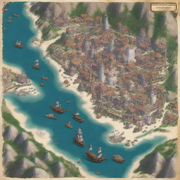 Create a fantastical and detailed image of the city Xare de Yen, populated mostly by humans, halflings, and half-elves