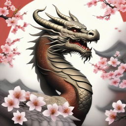 A realistic Chinese dragon with its body forming the shape of the number 8