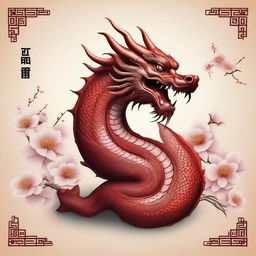 A realistic Chinese dragon with its body forming the shape of the number 8