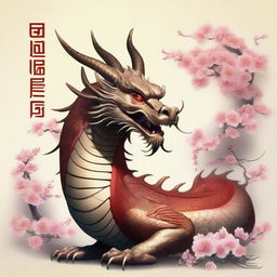 A realistic Chinese dragon with its body forming the shape of the number 8