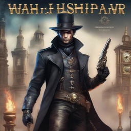 A book cover featuring a character wearing a long black leather coat and holding two guns