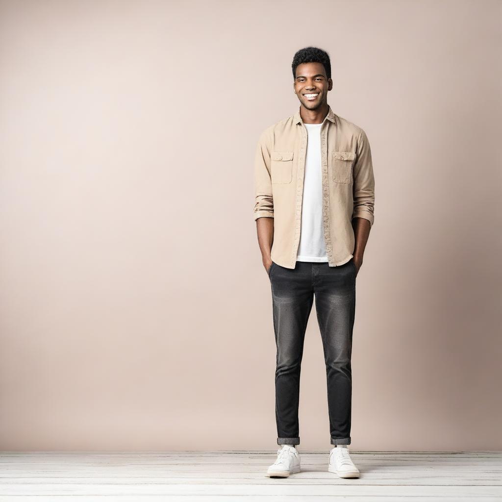 Create an image of a person who is 5 feet tall with a slim body