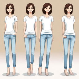 Create an image of a slim girl who is 5 feet tall