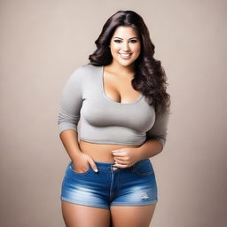 Create an image of a girl with a voluptuous figure