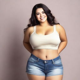 Create an image of a girl with a voluptuous figure