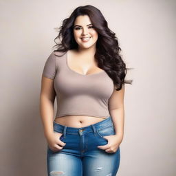 Create an image of a girl with a voluptuous figure