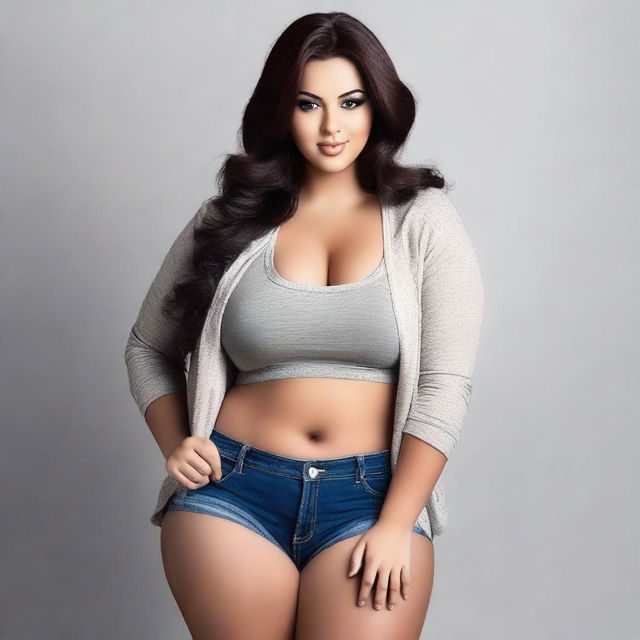 Create an image of a girl with a voluptuous figure