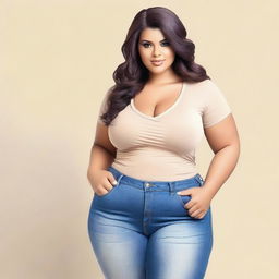 Create an image of a girl with a voluptuous figure