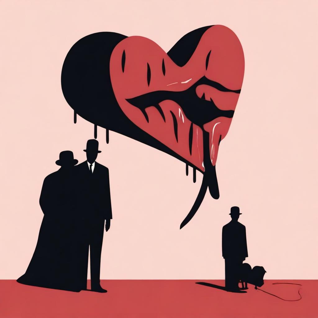 Create an image inspired by René Magritte's painting 'The Lovers'