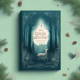 A captivating book cover featuring an enchanted forest with mystical creatures, a hidden path leading to a distant castle, and a sense of adventure and magic