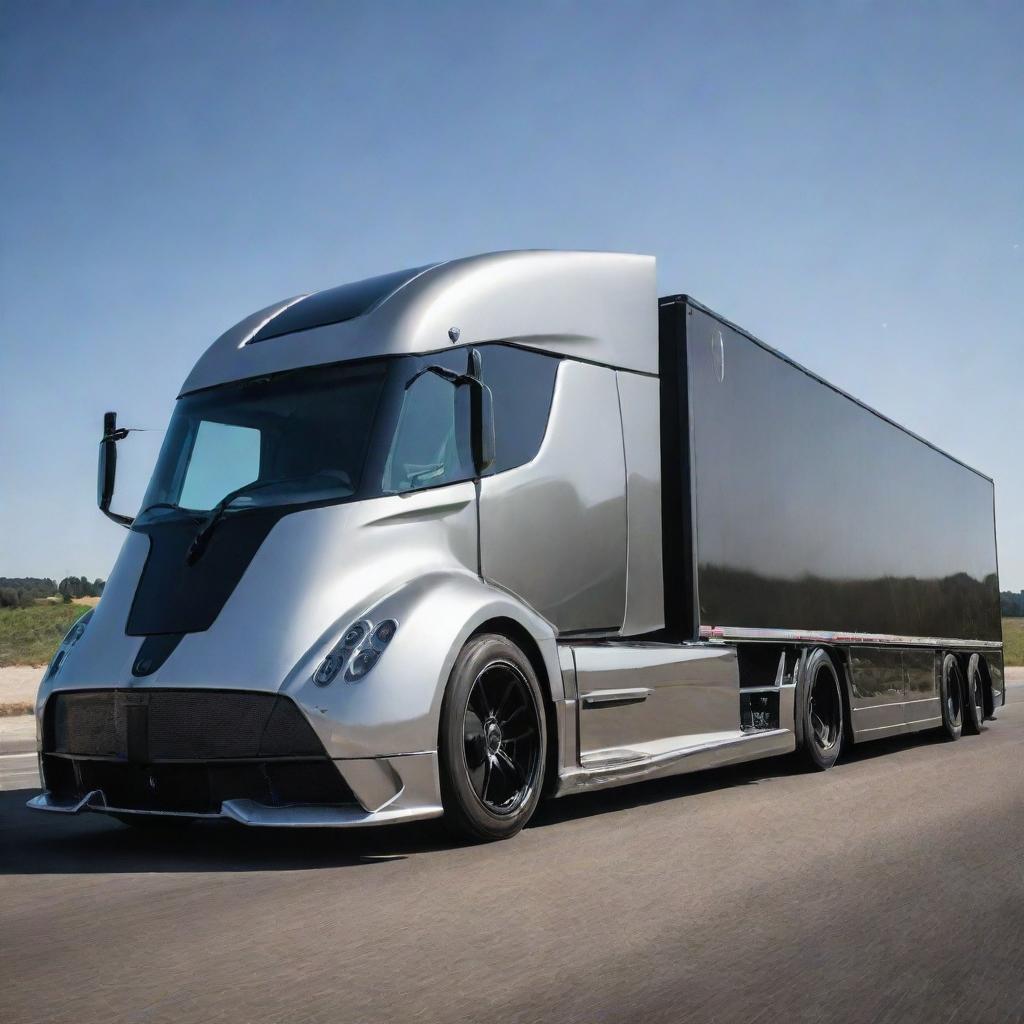 Pagani cars metamorphosed into a stylish semi-truck, merging the elegant design and power of Pagani with the size and functionality of a trailer truck.