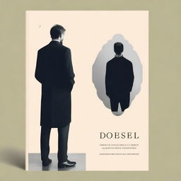 A book cover featuring a man standing and looking into a mirror