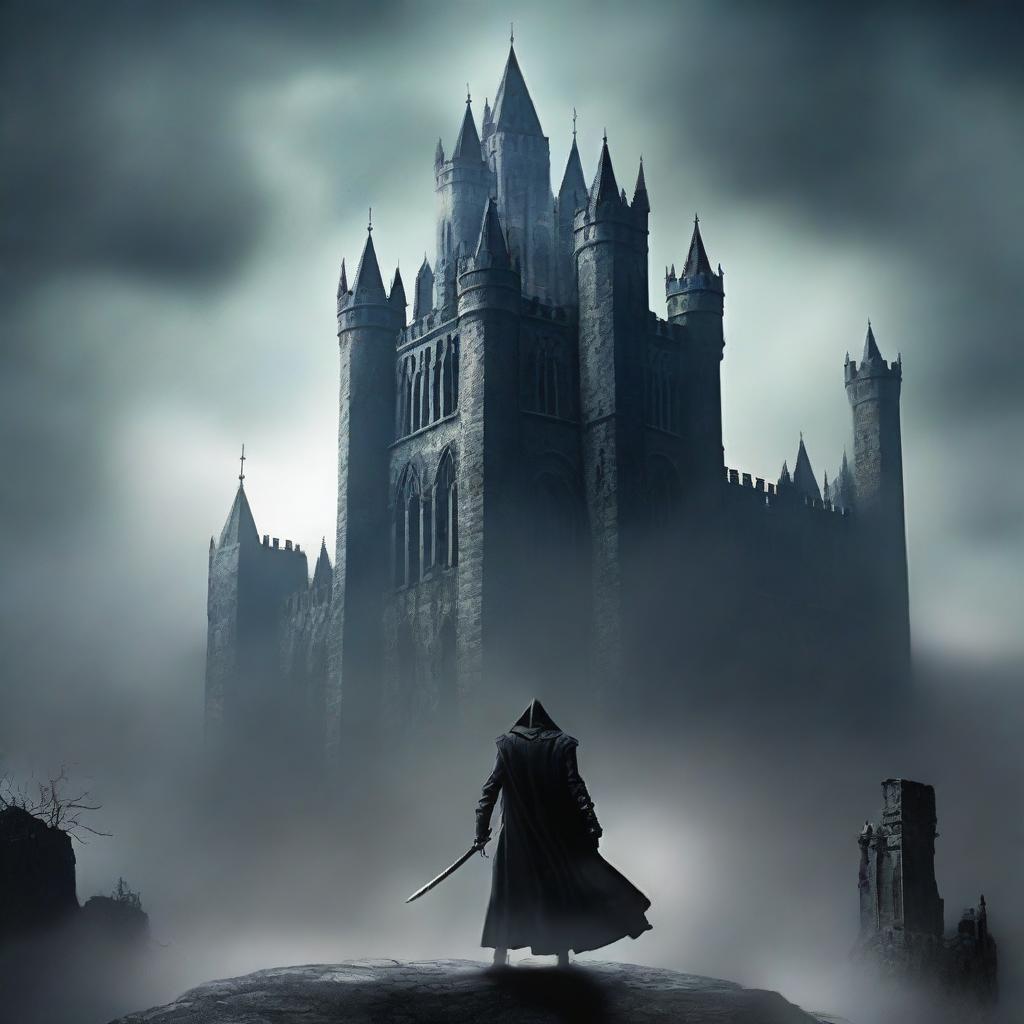 On the cover, a gothic and dark scene