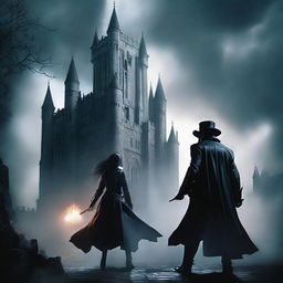 On the cover, a gothic and dark scene