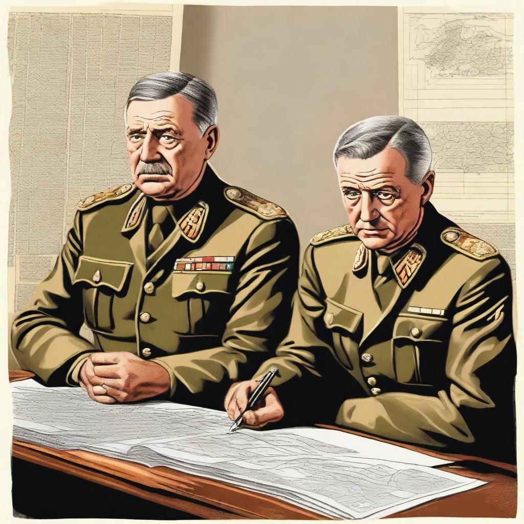 A detailed illustration of German generals from World War II, dressed in their military uniforms