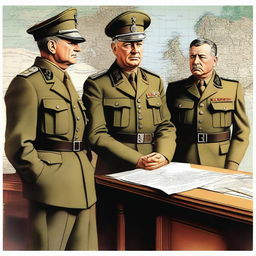 A detailed illustration of German generals from World War II, dressed in their military uniforms