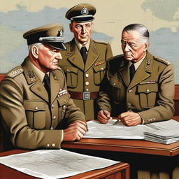 A detailed illustration of German generals from World War II, dressed in their military uniforms