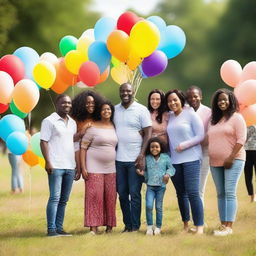 A heartwarming image of diverse families, celebrating the completion of their surrogacy journeys