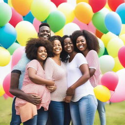 A heartwarming image of diverse families, celebrating the completion of their surrogacy journeys