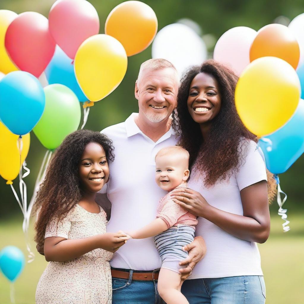 A heartwarming image of diverse white families, celebrating the completion of their surrogacy journeys