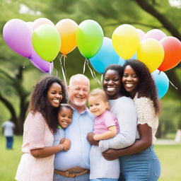 A heartwarming image of diverse white families, celebrating the completion of their surrogacy journeys