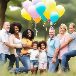 A heartwarming image of diverse white families, celebrating the completion of their surrogacy journeys