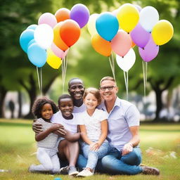 A heartwarming image of diverse white families, celebrating the completion of their surrogacy journeys