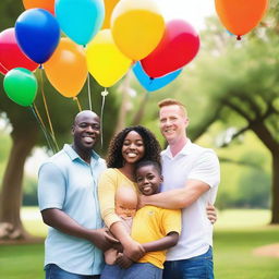 A heartwarming image of diverse white families, celebrating the completion of their surrogacy journeys