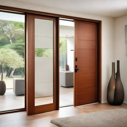 Interior doors for a modern home, designed to match existing windows