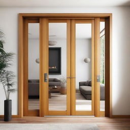 Interior doors for a modern home, designed to match existing windows