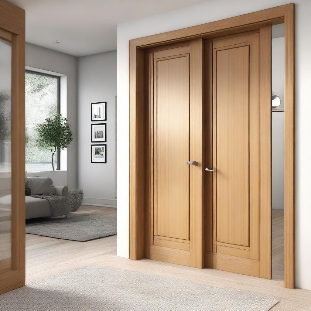 Interior wooden doors for a modern home, designed to match existing windows