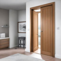 Interior wooden doors for a modern home, designed to match existing windows