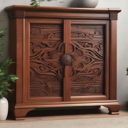 A beautifully crafted wooden design featuring intricate patterns and elegant details