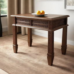 A beautifully crafted wooden design featuring intricate patterns and elegant details