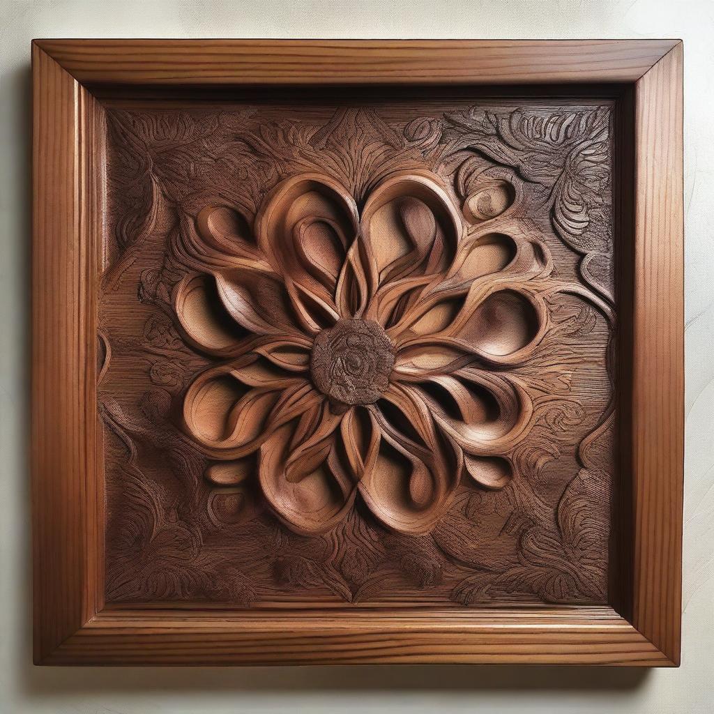 A beautifully crafted wooden design featuring intricate patterns and elegant details