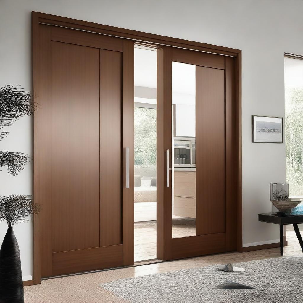 Show interior doors for a modern home, designed to match existing windows, but specifically made of wood