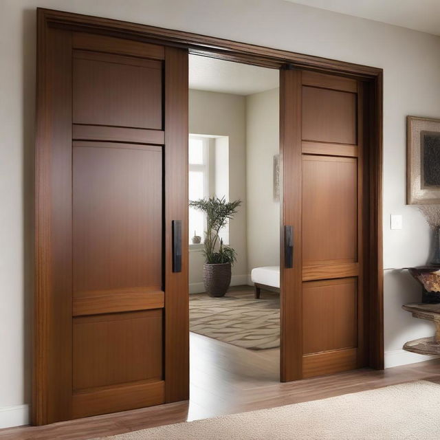 Show interior doors for a modern home, designed to match existing windows, but specifically made of wood