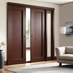 Show interior doors for a modern home, designed to match existing windows, but specifically made of wood