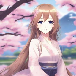 Create a detailed and elegant image of a beautiful anime waifu, featuring long flowing hair, big expressive eyes, and a charming smile